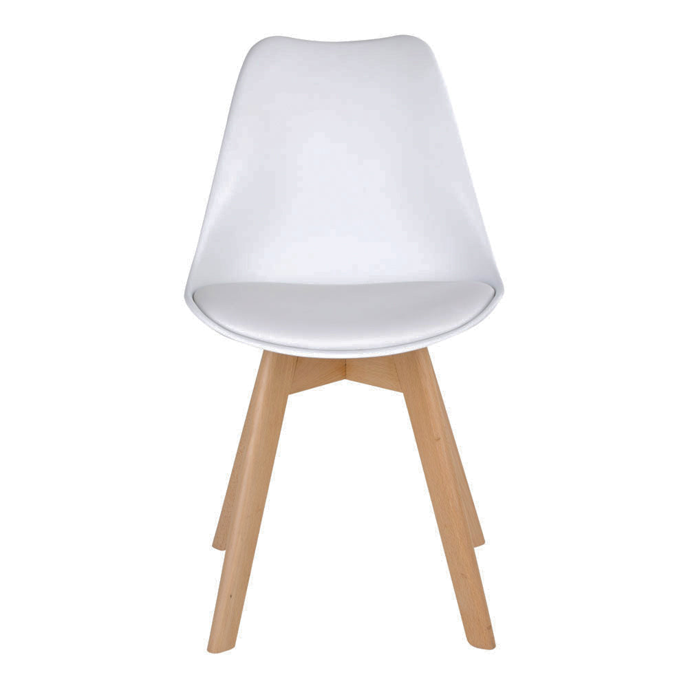 Design Stuhl DELMO (2er Set) weiss + Holzbeine