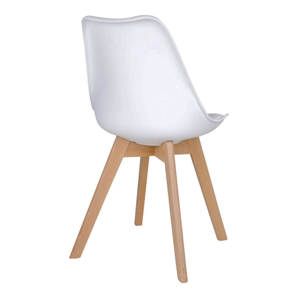 Design Stuhl DELMO (2er Set) weiss + Holzbeine