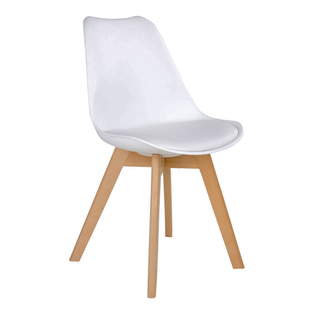 Design Stuhl DELMO (2er Set) weiss + Holzbeine