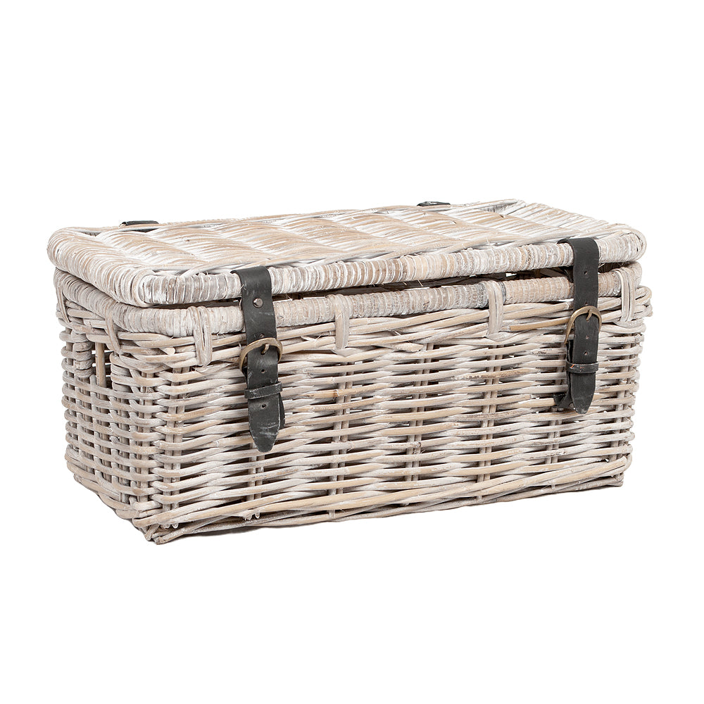 Rattan Truhe RESSY White Wash ca.60cm Couchtisch