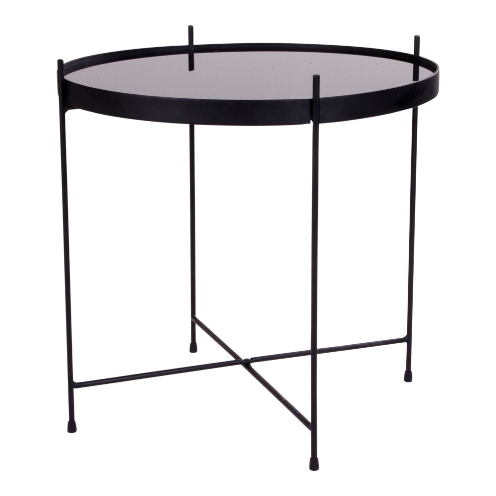 Eleganter Couchtisch VENEDIG schwarz Stahl Glas ca.ø48xH48cm