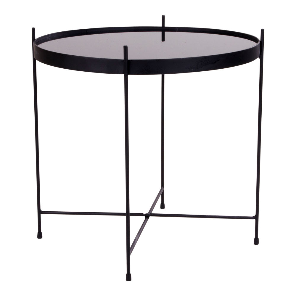 Eleganter Couchtisch VENEDIG schwarz Stahl Glas ca.ø48xH48cm