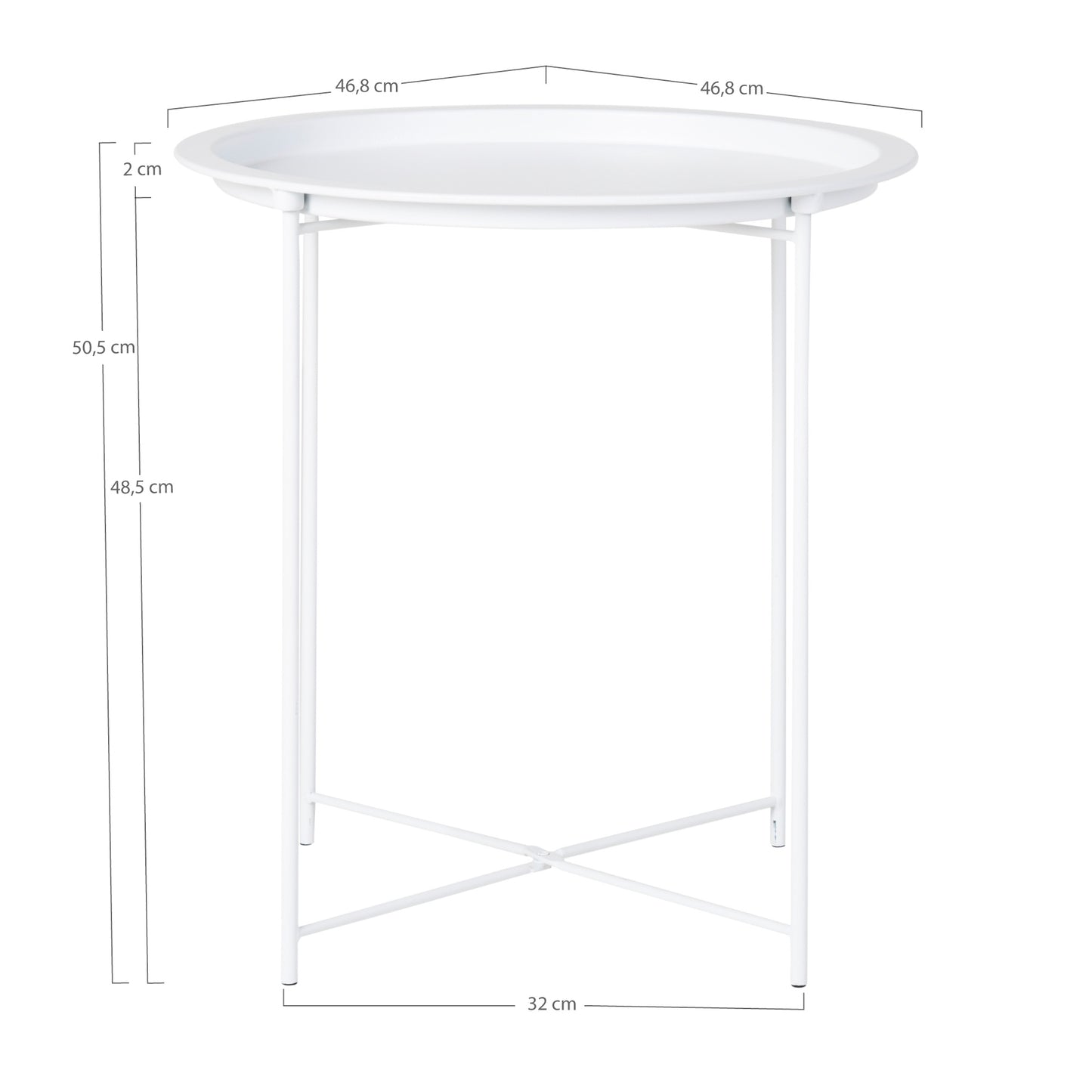 Design Beistelltisch BOSTON aus pulverbeschichtetem Stahl - weiss