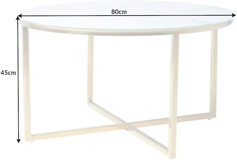 Design Couchtisch MARMO 80cm weiss gold Marmor-Dekor