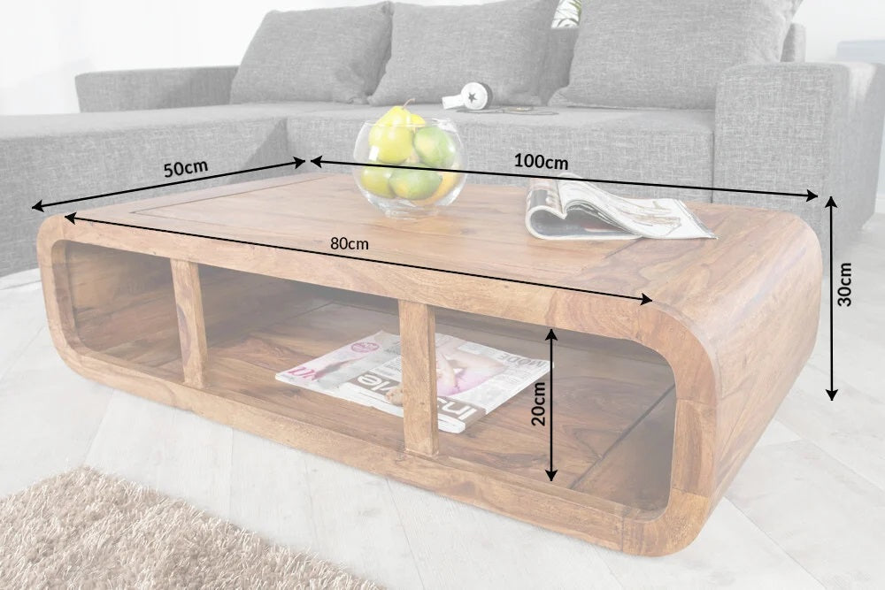 Puristischer Couchtisch MOHIT ca.100x50cm massiv Sheesham