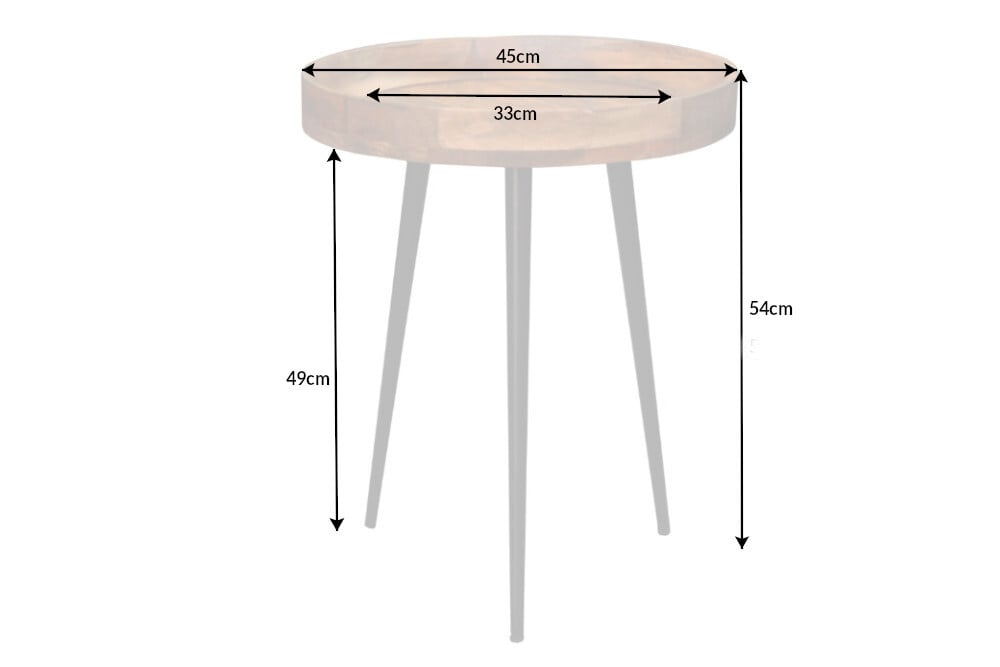 Eleganter Mangoholz Beistelltisch ARTE 45cm natural Metallbeine