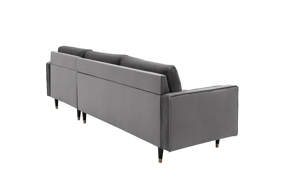 Ecksofa 260cm Ottomane beidseitig COMFORT grau Samt Federkern