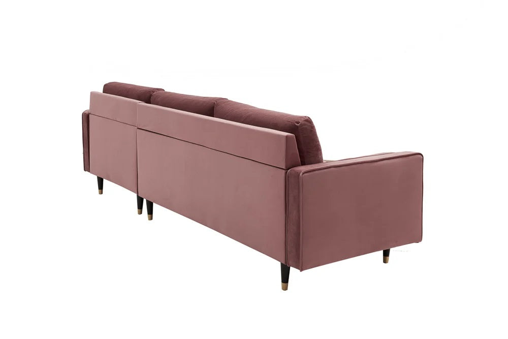 Ecksofa 260cm Ottomane beidseitig COMFORT alt-rosa Samt Federkern