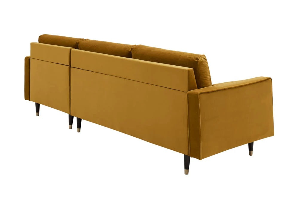 Ecksofa 260cm Ottomane beidseitig COMFORT senfgelb Samt Federkern