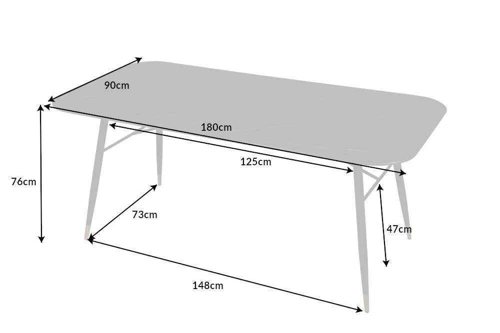 Eleganter Esstisch ROMA 180cm anthrazit Marmor-Optik