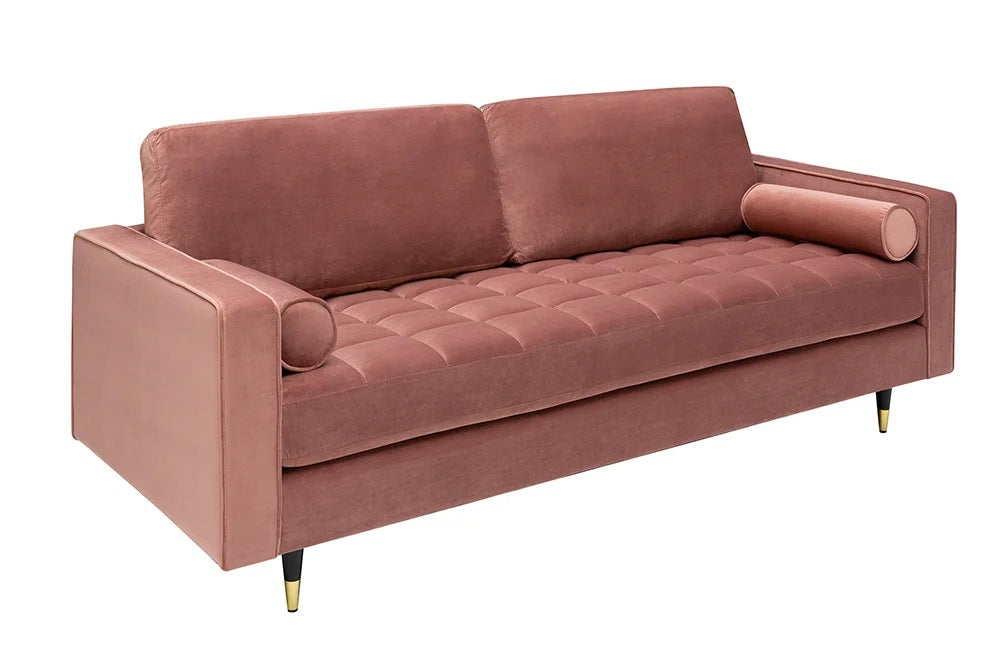 Modernes 3er Sofa 220cm COMFORT alt-rosa Samt Federkern