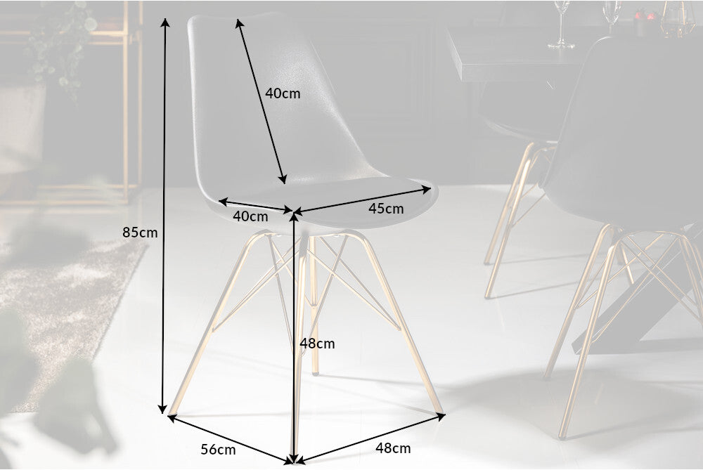 4er Set Design-Klassiker Stuhl NORWAY schwarz-gold