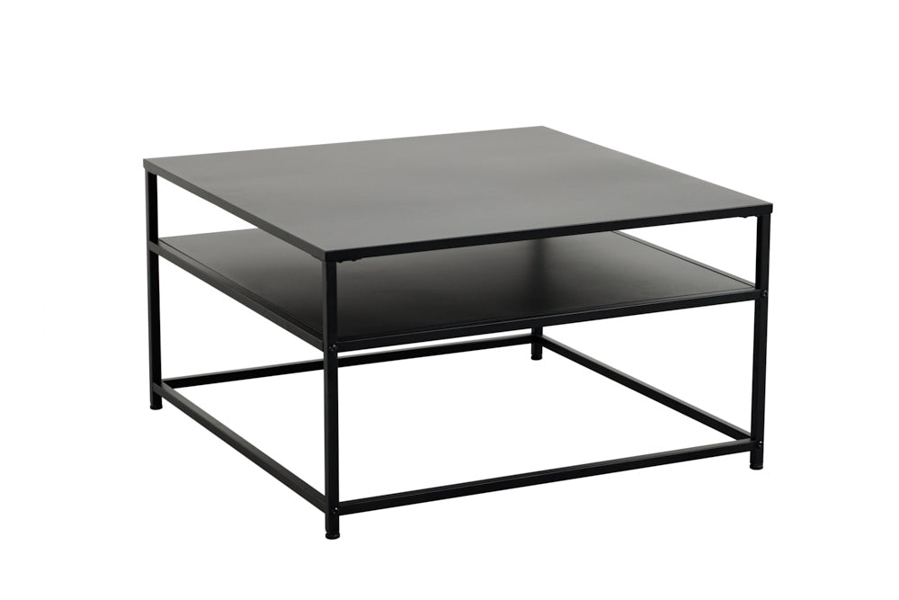 Eleganter Couchtisch mit Ablage ACERO 70cm schwarz Metall