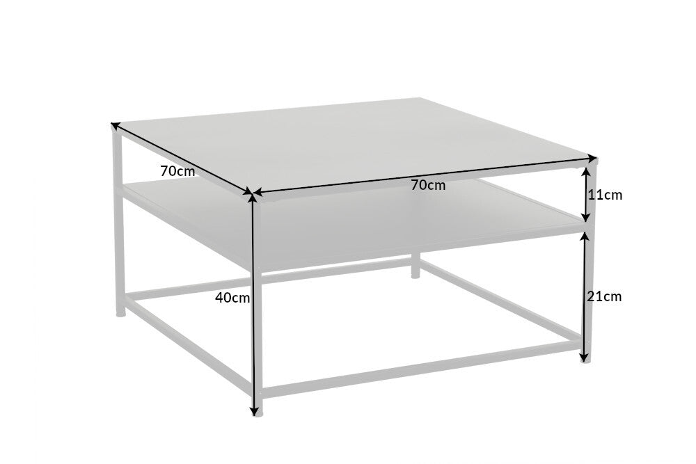 Eleganter Couchtisch mit Ablage ACERO 70cm schwarz Metall