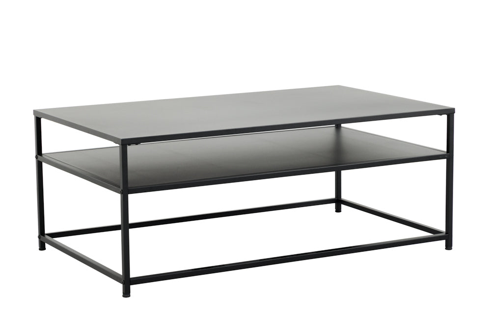 Eleganter Couchtisch mit Ablage ACERO 100cm schwarz Metall