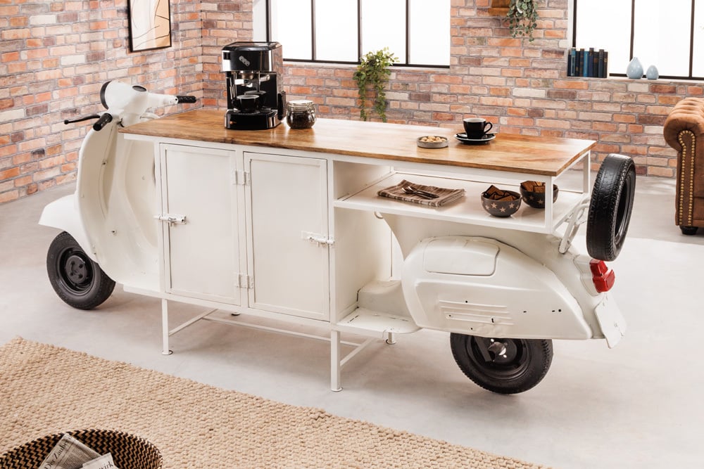 Retro-Bar Tresen Theke SCOOTER 250cm weiss