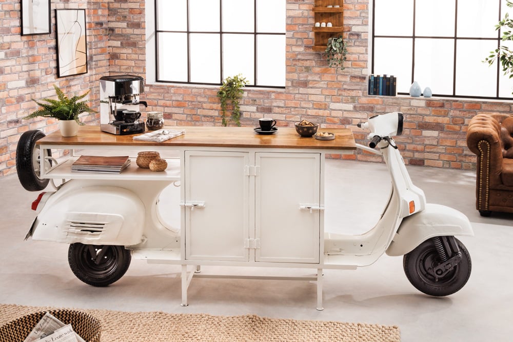 Retro-Bar Tresen Theke SCOOTER 250cm weiss