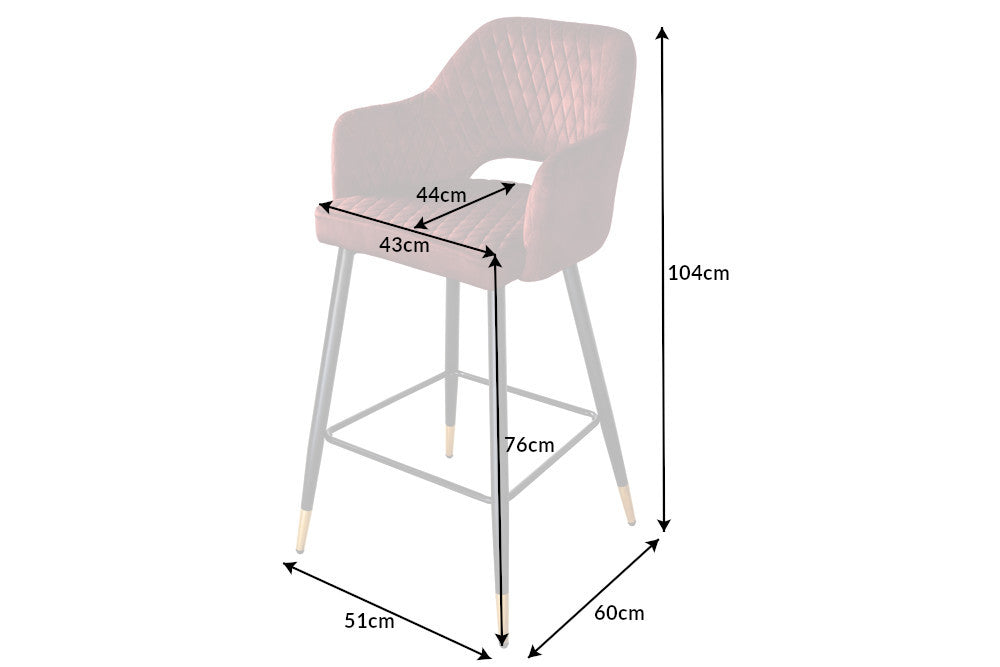 Design Barhocker FRANCE rot Ziersteppung Armlehnen