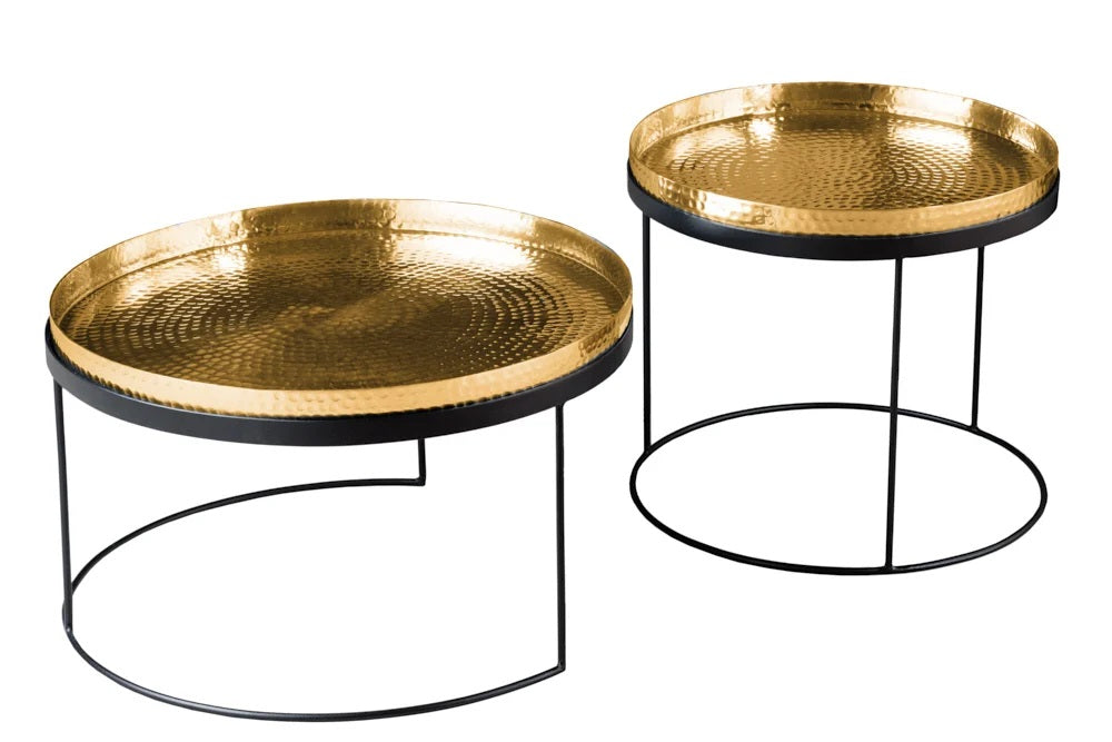 Modernes 2er Set Couchtisch MARTELLO schwarz gold