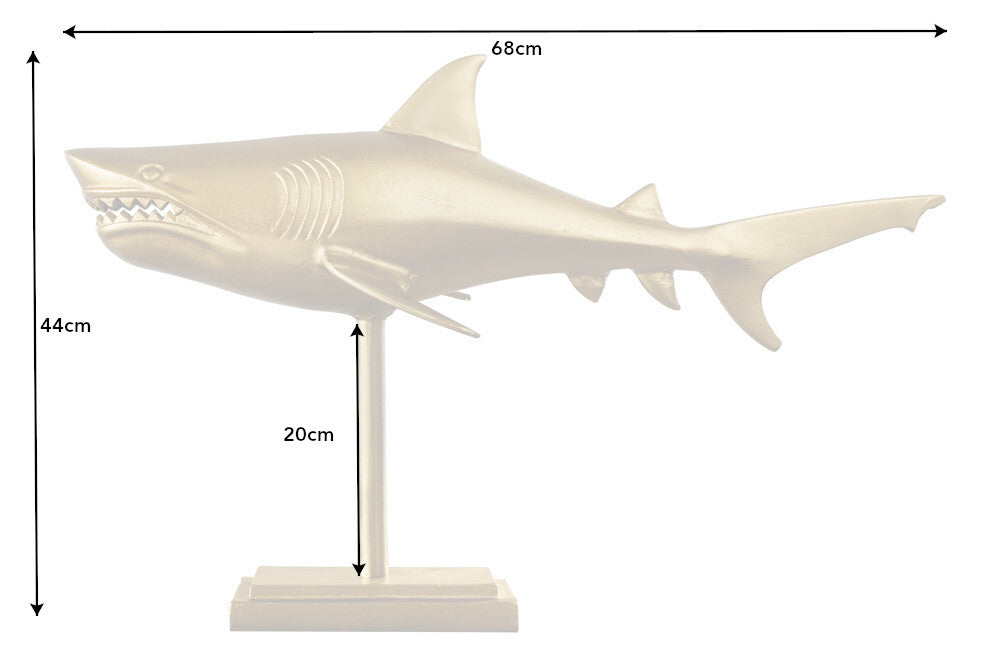 Deko-Figur Haifisch 70cm SHARK gold Aluminium Maritim Hai Skulptur