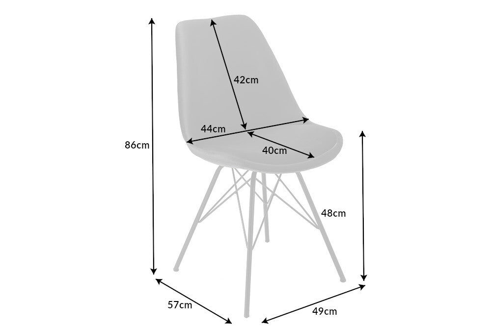 4er Set Design-Klassiker Stuhl NORWAY grau Samt schwarze Beine