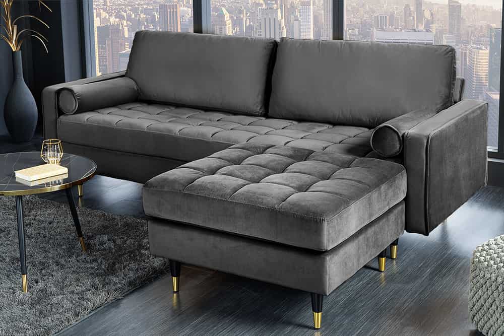 Modernes 3er Sofa 220cm COMFORT grau Samt Federkern