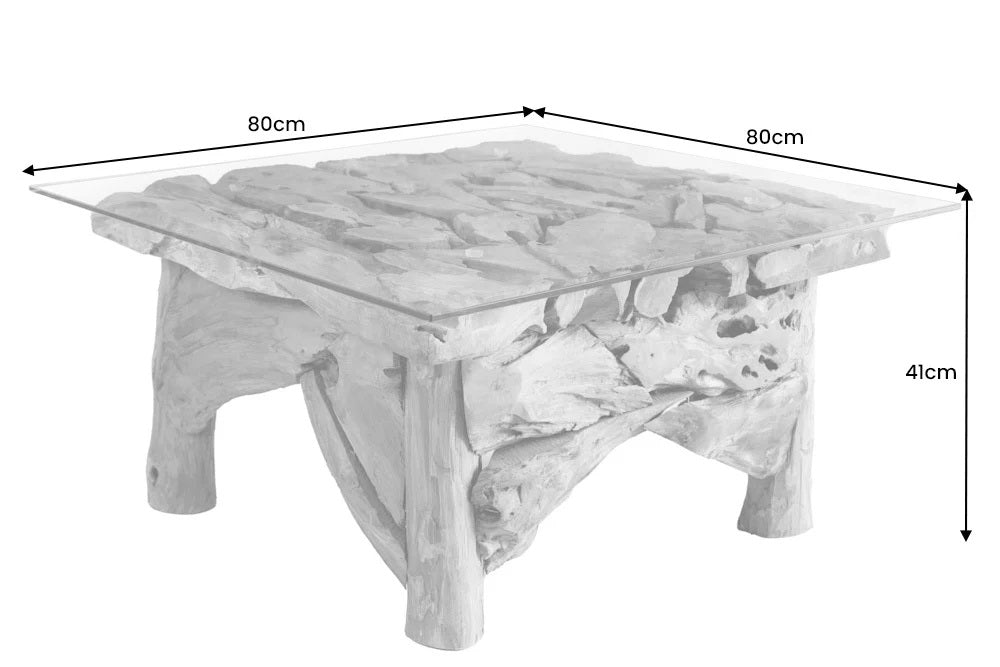 Handgefertigter Teak Couchtisch SEASIDE 80x80cm Unikat