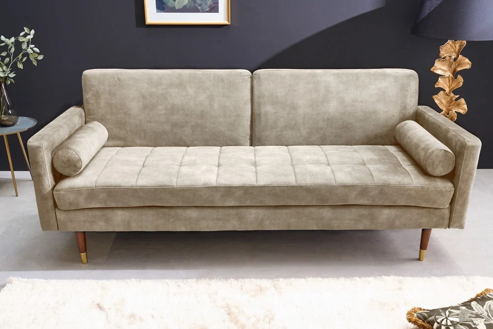 Elegantes Schlafsofa DIVANO 196cm champagner Samt 3-Sitzer