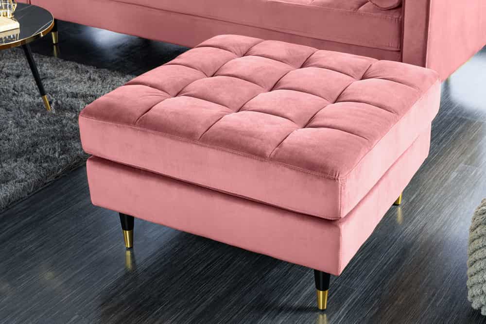 Moderner Hocker COMFORT 80cm alt-rosa Samt Taschenfederkern