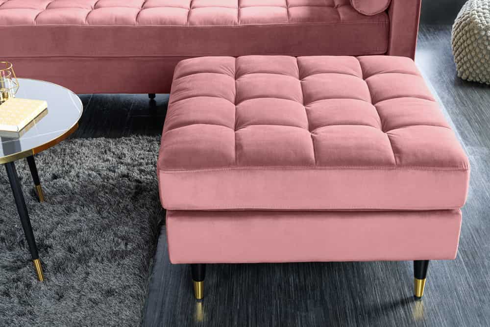 Moderner Hocker COMFORT 80cm alt-rosa Samt Taschenfederkern