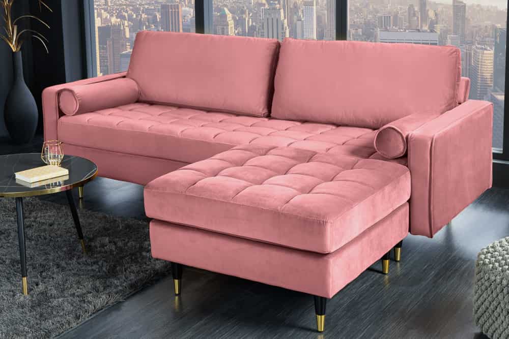 Modernes 3er Sofa 220cm COMFORT alt-rosa Samt Federkern