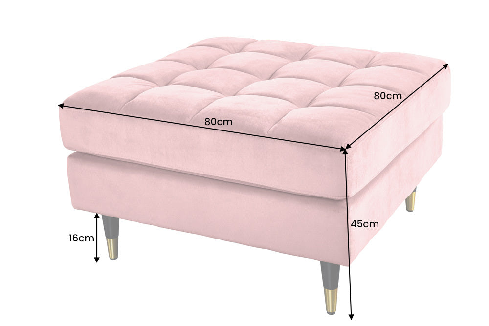 Moderner Hocker COMFORT 80cm alt-rosa Samt Taschenfederkern