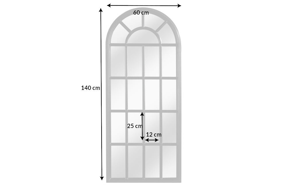 Design Rundbogen-Fenster-Spiegel 140cm schwarz Sprossen Landhaus