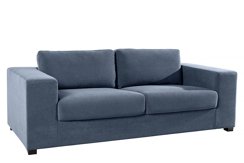 Lounge-Sofa NICE 220cm blau Cord Federkernpolsterung