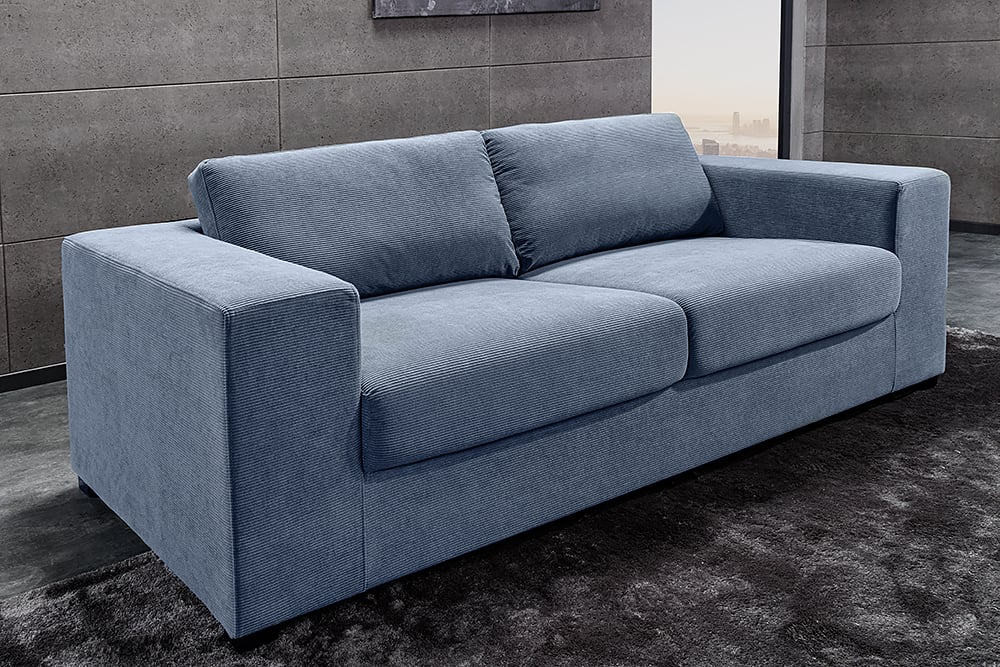 Lounge-Sofa NICE 220cm blau Cord Federkernpolsterung