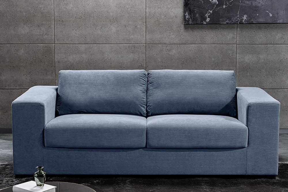 Lounge-Sofa NICE 220cm blau Cord Federkernpolsterung