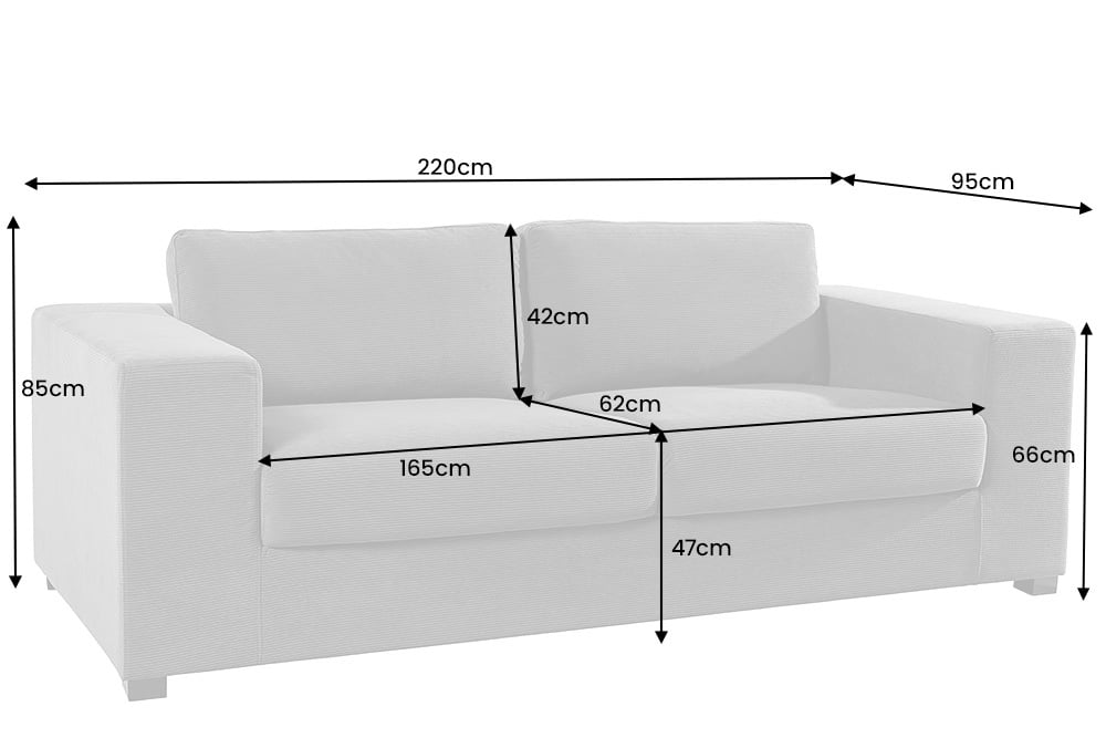 Lounge-Sofa NICE 220cm grün Cord Federkernpolsterung