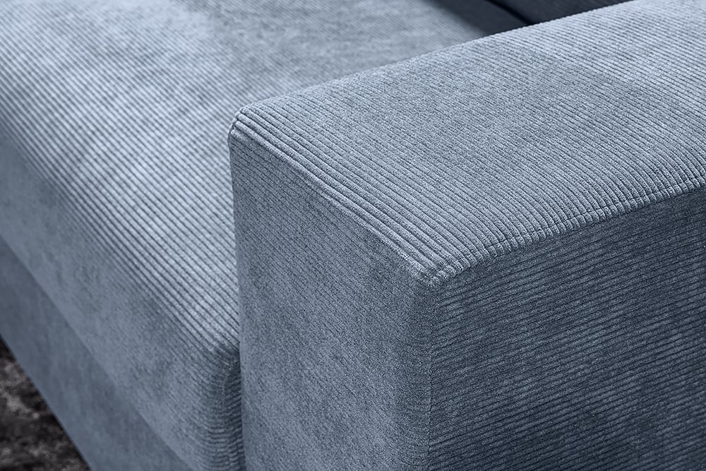 Lounge-Sofa NICE 220cm blau Cord Federkernpolsterung