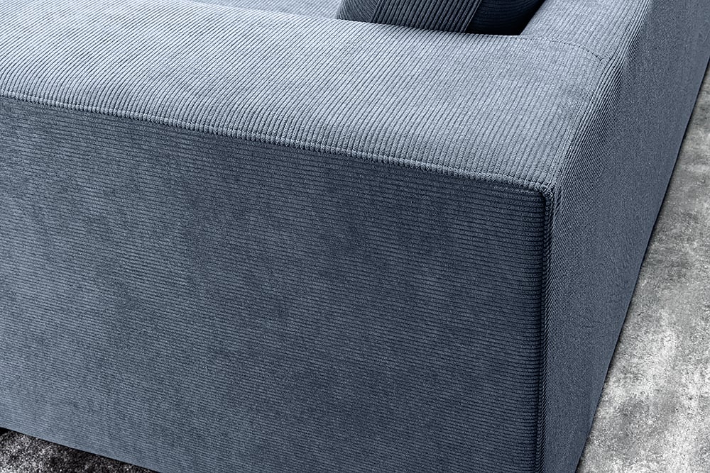 Lounge-Sofa NICE 220cm blau Cord Federkernpolsterung