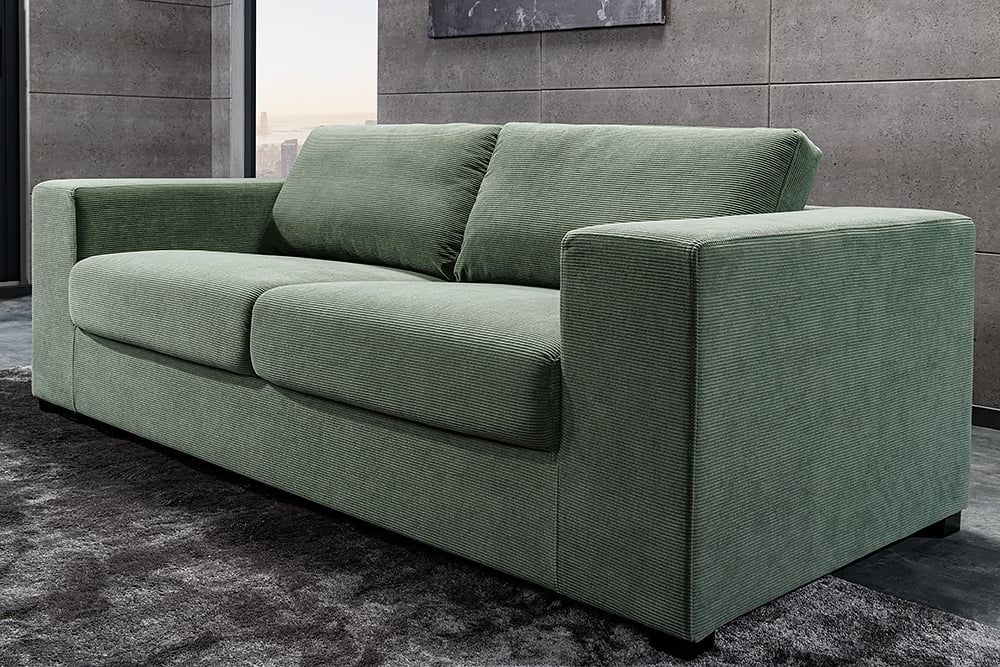 Lounge-Sofa NICE 220cm grün Cord Federkernpolsterung