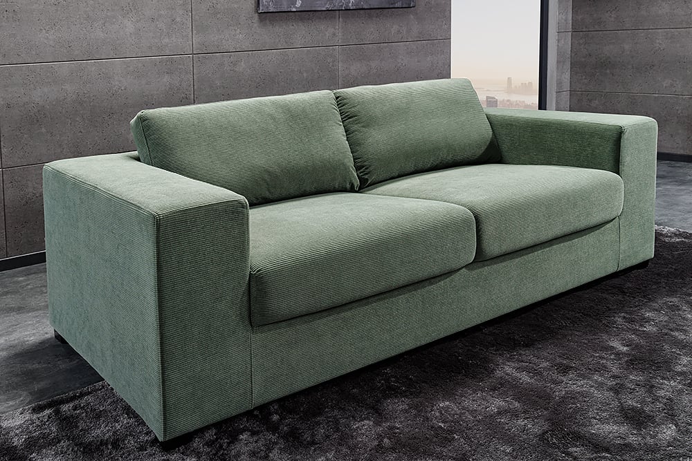 Lounge-Sofa NICE 220cm grün Cord Federkernpolsterung