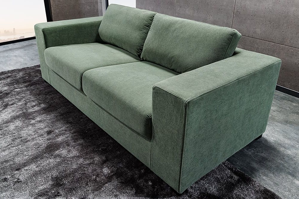 Lounge-Sofa NICE 220cm grün Cord Federkernpolsterung