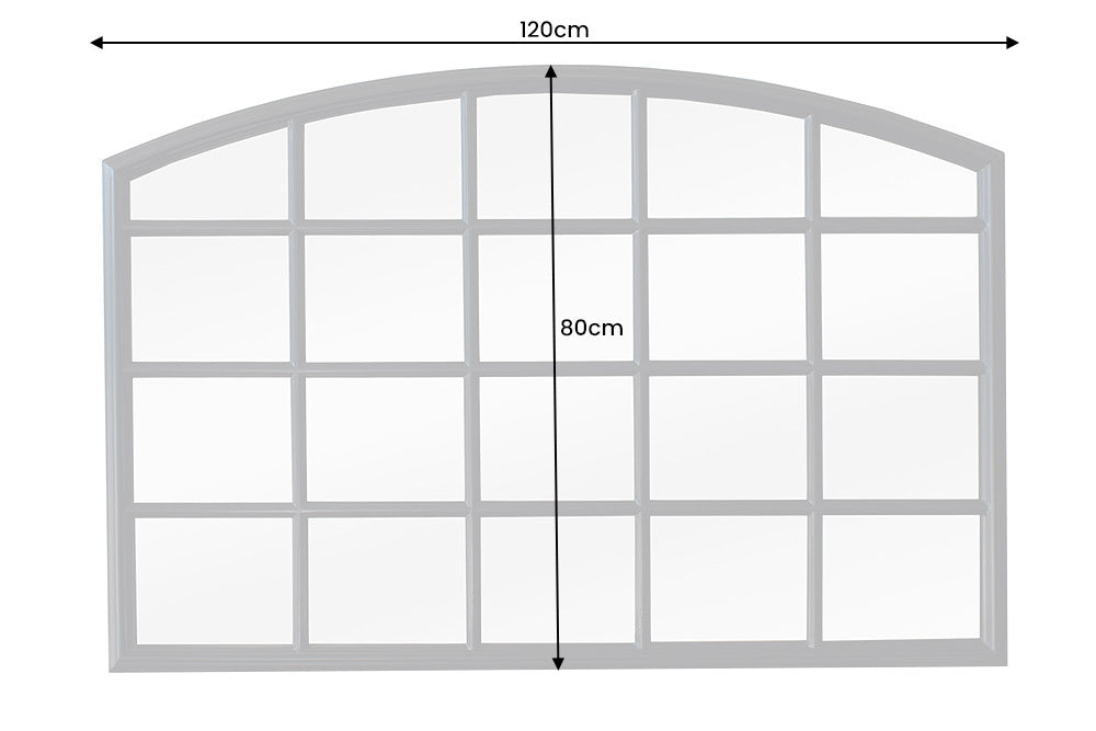 Design Rundbogen-Fenster-Spiegel 120cm schwarz Sprossen Landhaus