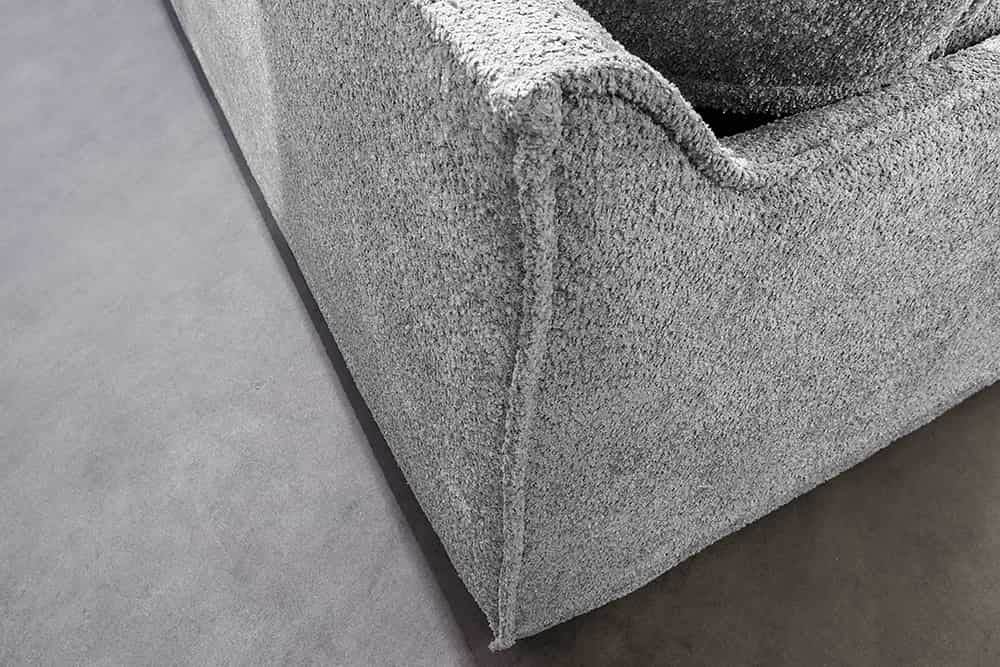 Gemütliches Hussen-Ecksofa PARADISO 255cm Bouclé grau Federkern