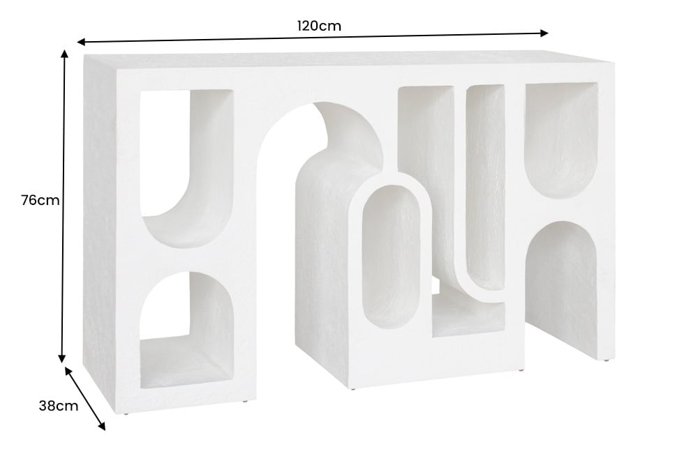 Design Konsolentisch ARCO 120cm weiss Beton abstrakte Optik