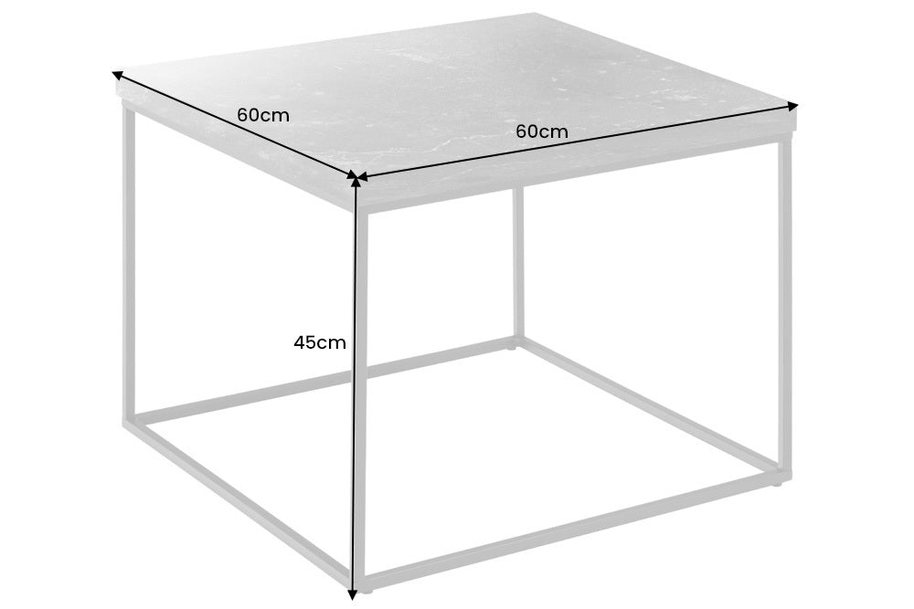 Design Couchtisch STRIVE 60cm weiss Marmor-Look Beistelltisch