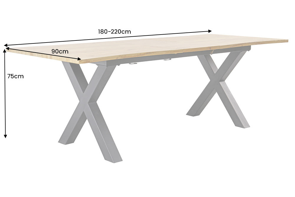 Ausziehbarer Esstisch OAKLAND 160-200cm Wildeiche-Design Baumkante