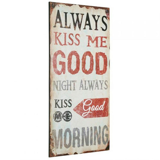 Wandbild zum Hängen Metallschild KISS ME 60x30cm