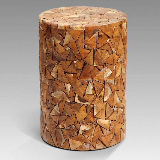 Holzhocker TEAK Holz Recycelt Rund