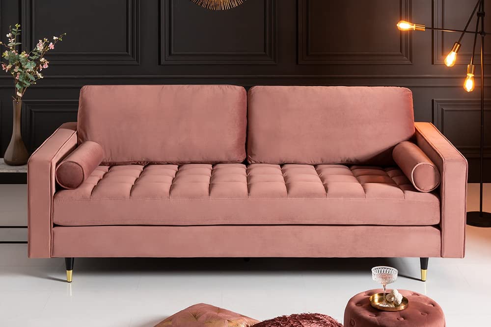 Modernes 3er Sofa 220cm COMFORT alt-rosa Samt Federkern